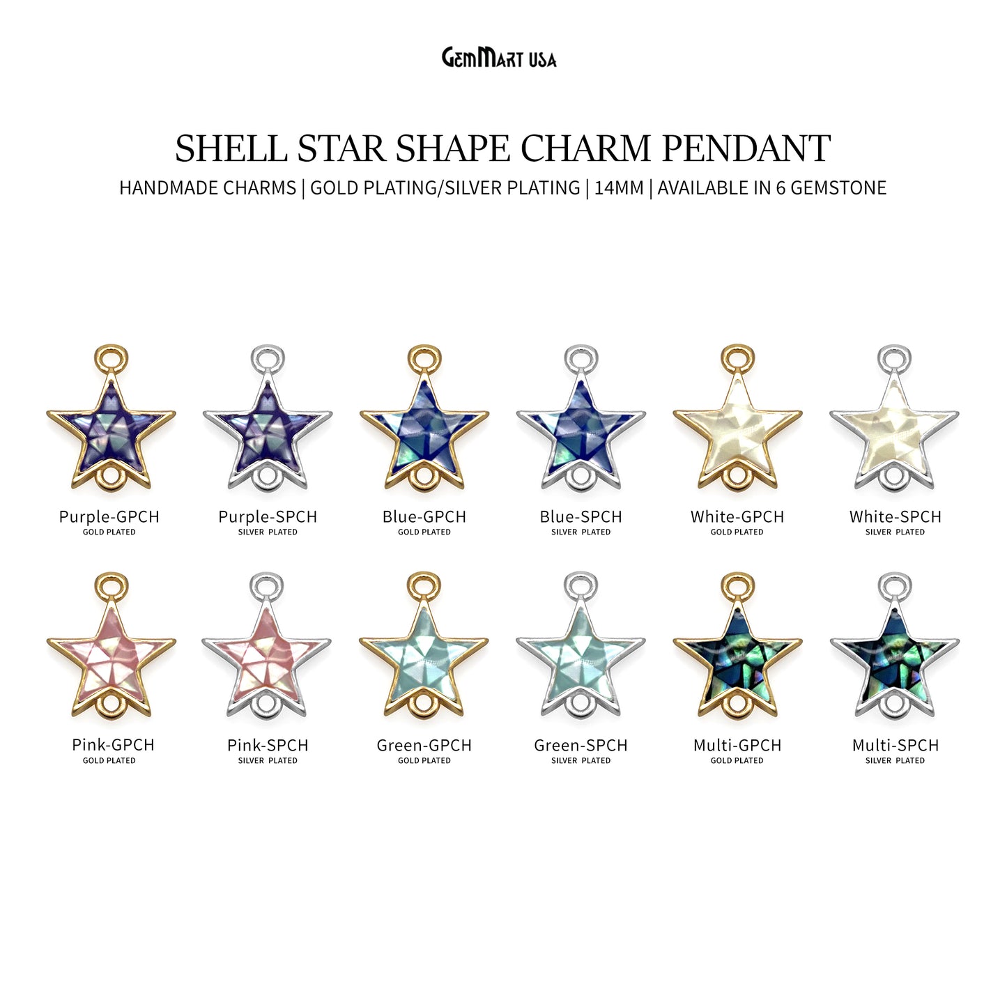 Shell Star Shape 12x11mm Double Bail Connector Charm