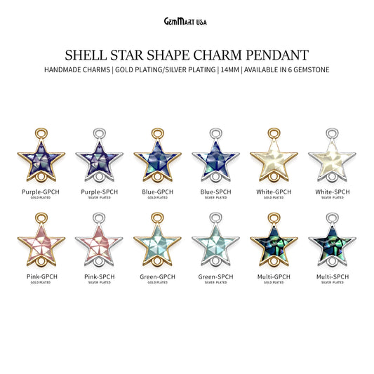 Shell Star Shape 12x11mm Double Bail Connector Charm