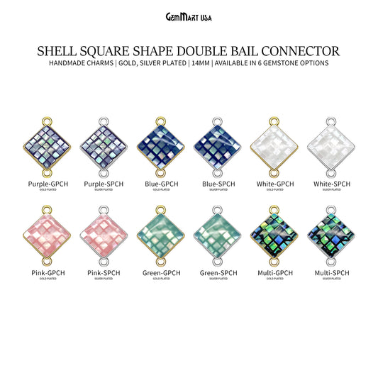 Shell Square Shape 14mm Double Bail Connector