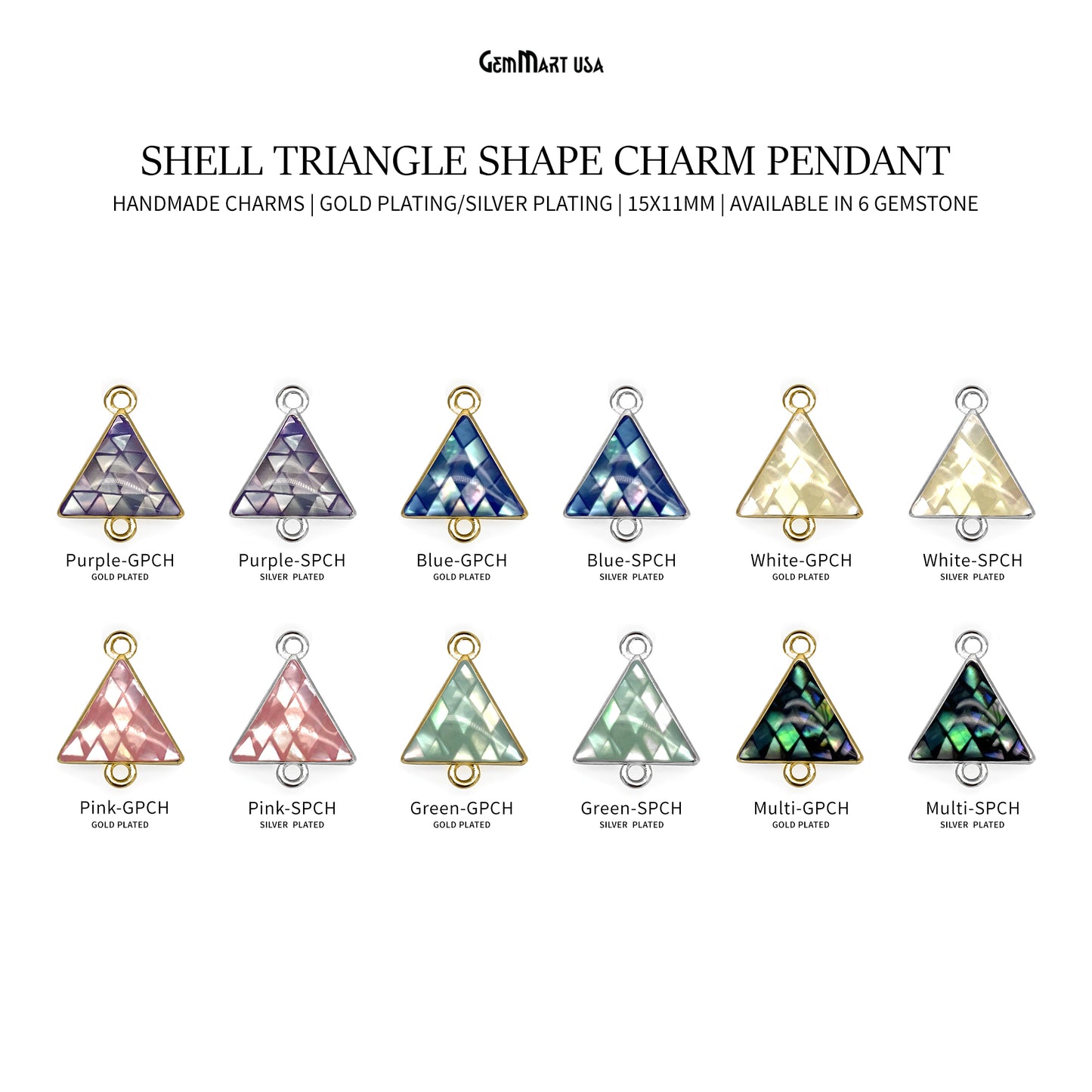 Shell Triangle Shape 15x11mm Double Bail Connector