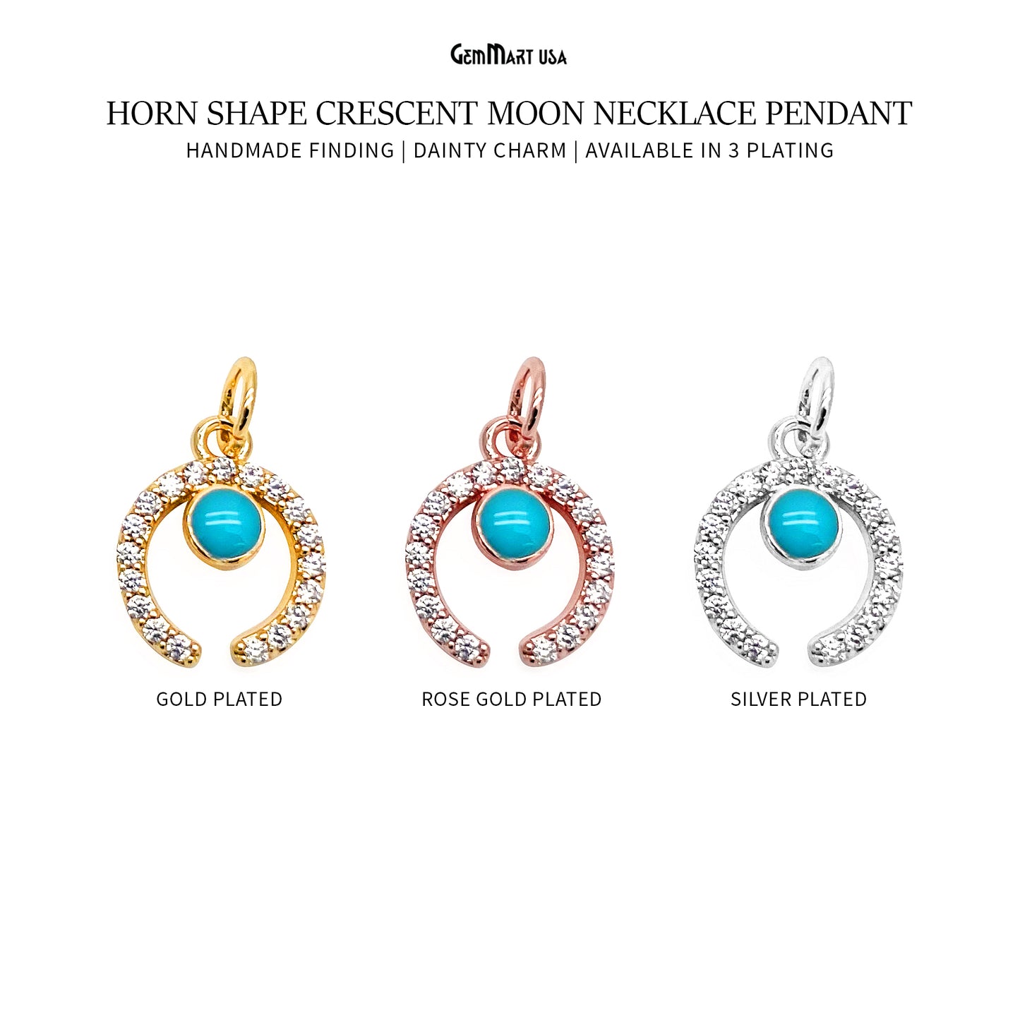 Horn Shape Charm Dainty Crescent Moon Necklace Pendant