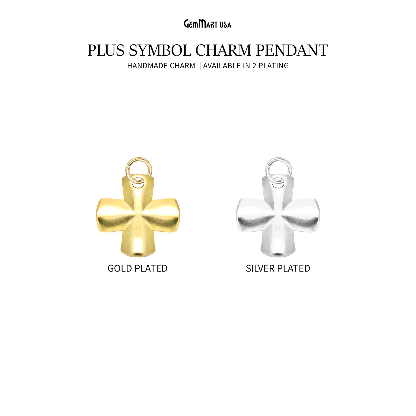 Plus Symbol Charm Matte Finish Single Bail Pendant Charm