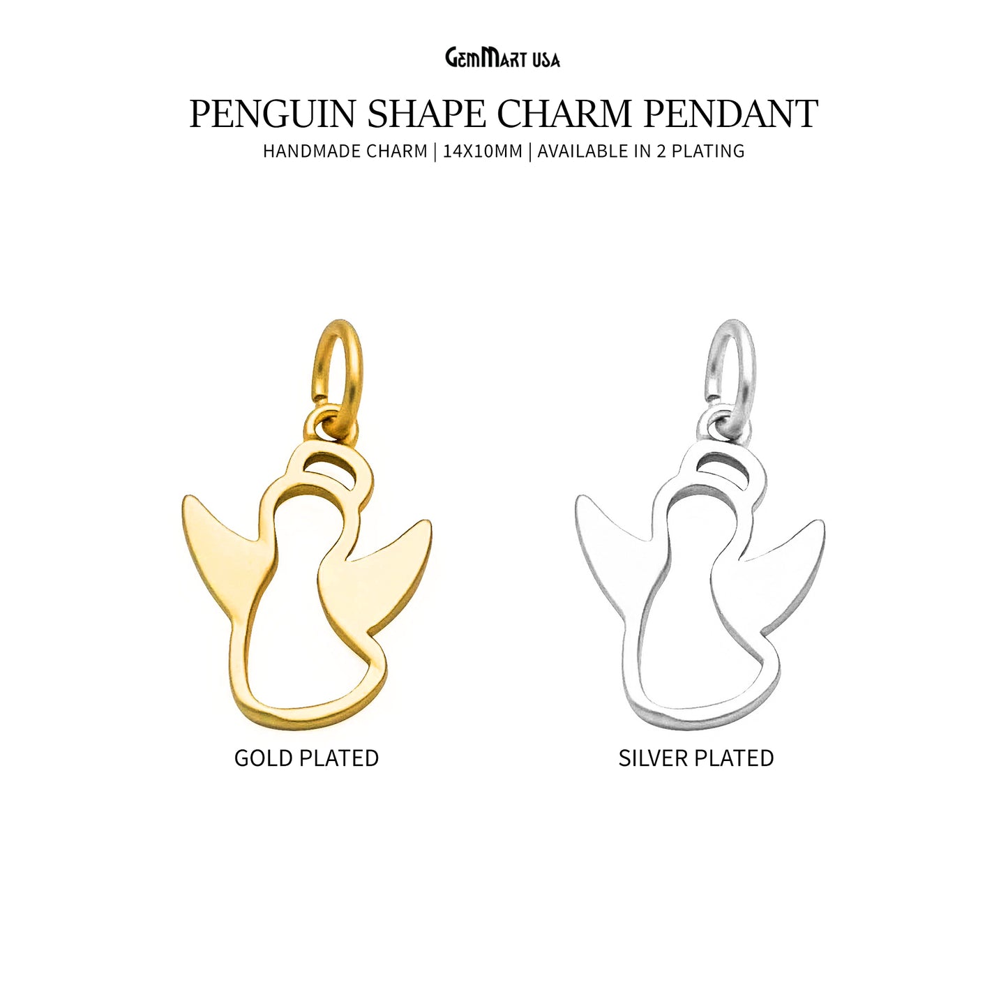 Penguin Charm 14x10mm Matte Finish charm Pendant