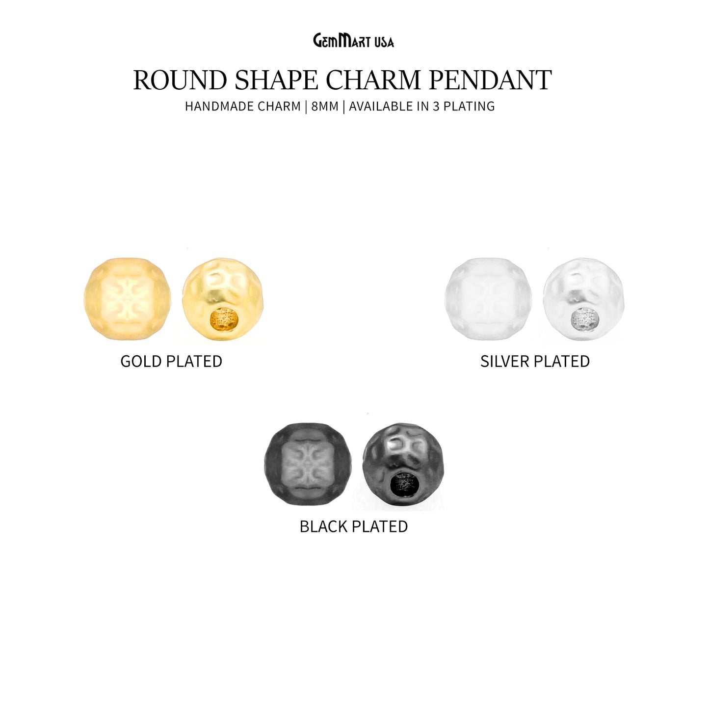 Round Ball Spacer Metal 8mm Ball Charm Pendant