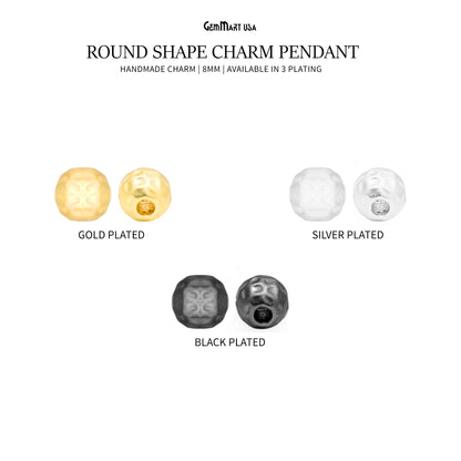 Round Ball Spacer Metal 8mm Ball Charm Pendant