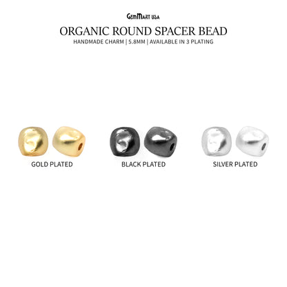 Organic Round Spacer Bead 5.8mm Metal Spacer Bead Charm