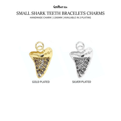 CZ Zircon Beads paved Small Shark Teeth Bracelets Charms Jewelry Findings