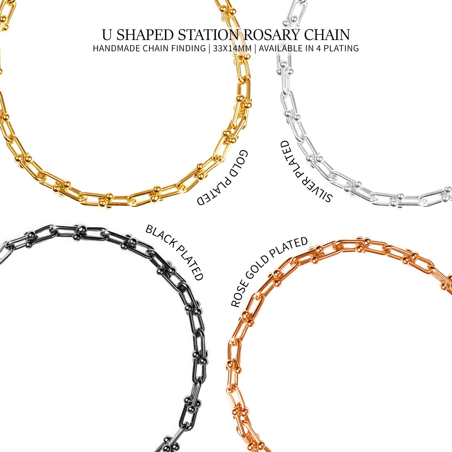 U Link Chain Finding Chain 33x14mm U Shaped Station Rosary Chain