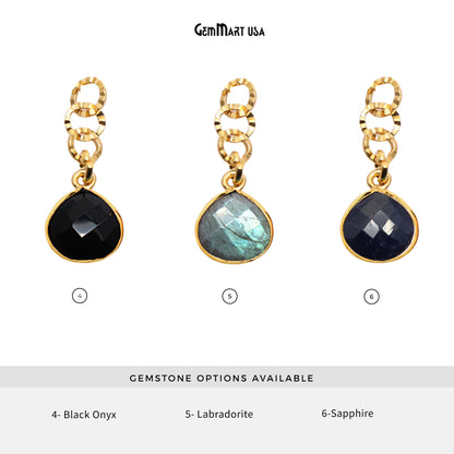 Heart Shape 12mm Gold Plated Gemstone Dangle Connector - 1pc