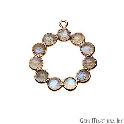 DIY, Labradorite Gold Plated 26X23mm Round Chandelier Finding Component - GemMartUSA