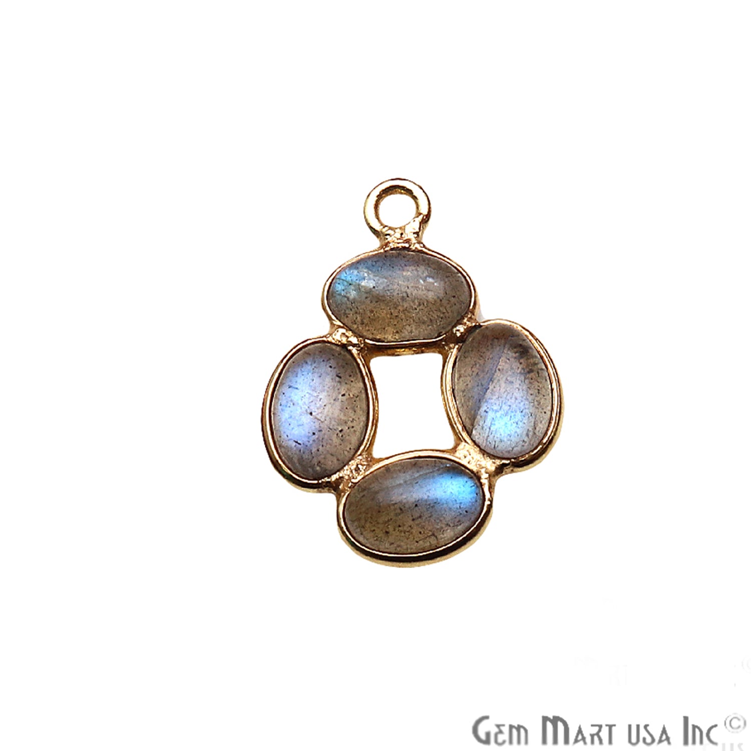 DIY, Labradorite Gold Plated 20X15mm Square Chandelier Finding Component - GemMartUSA