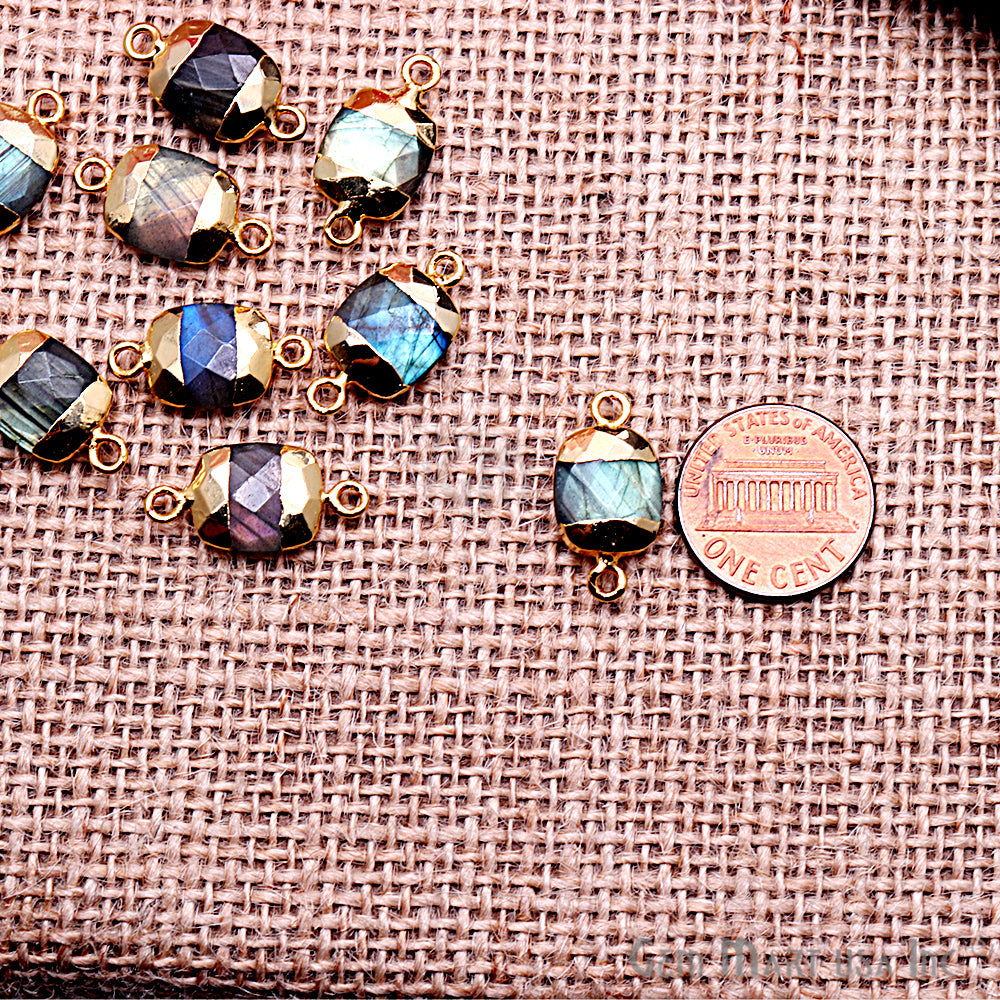 Labradorite 10x12mm Octagon Shape Gold Electroplated Gemstone Connector - GemMartUSA