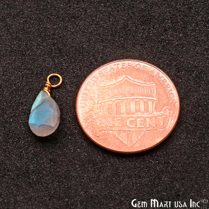 Labradorite 6x9mm Pears Single Bail Gold Wire Wrapped Gemstone Connector - GemMartUSA