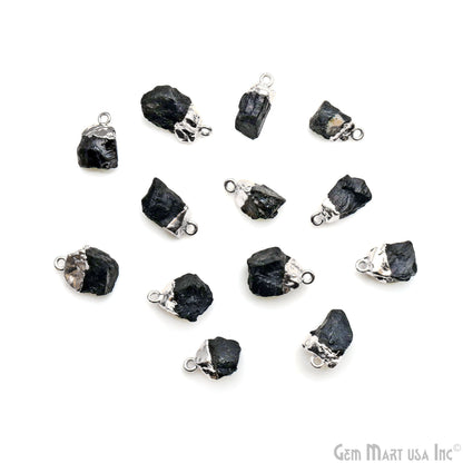 Rough Gemstone 15X10mm (appx.) Free From Silver Electroplated Single Bail Connector