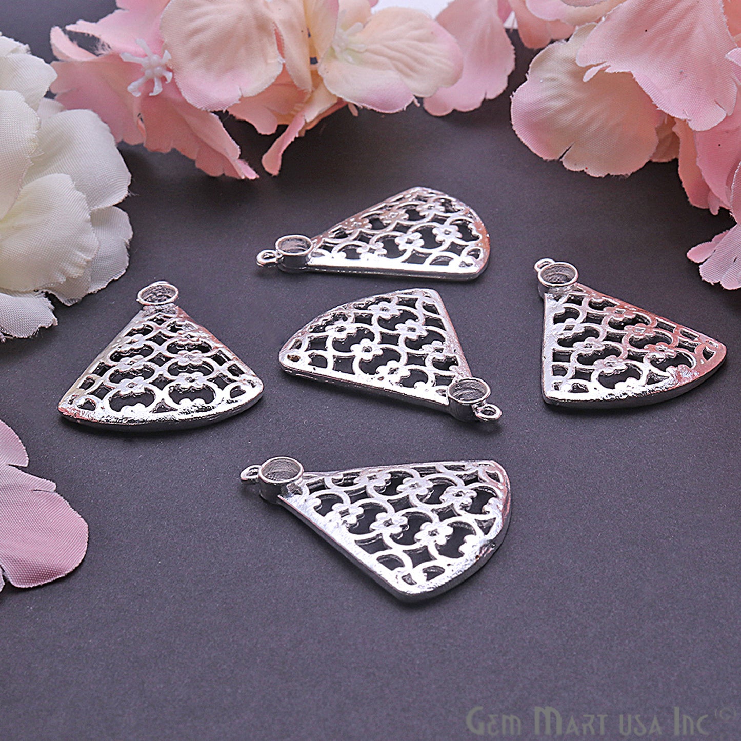 Triangular Gold Charm 36x28mm Finding Connector (Pick Your Metal) - GemMartUSA