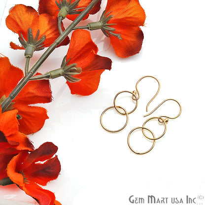 DIY Gold Plated 37x14mm Round Loop Hoop Dangle Hook Earrings - GemmartUSA