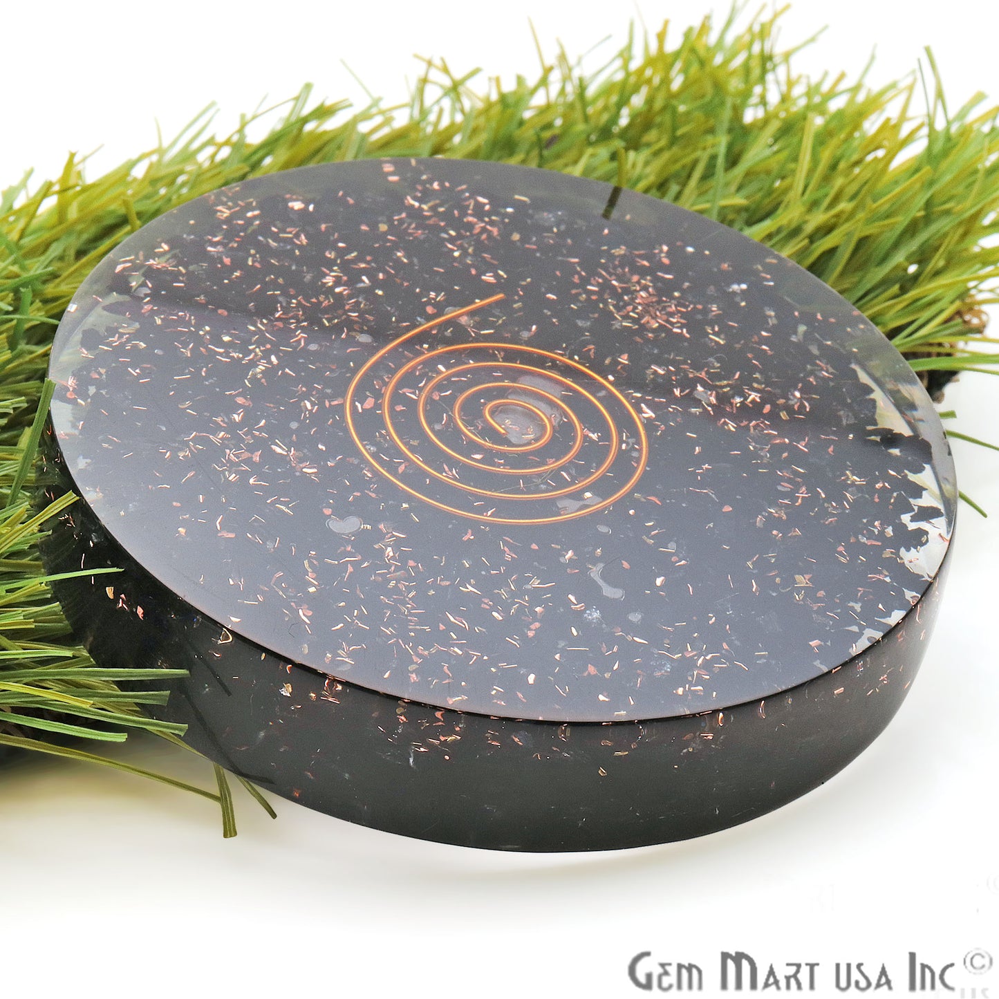 Black Tourmaline Healing Stone Plate , Tourmaline Meditation Stone, Home Decor 80MM - GemMartUSA