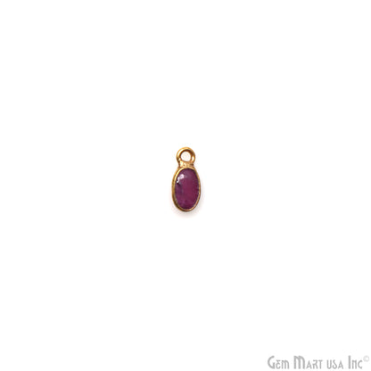 Ruby Oval 4x3mm Gold Plated Single Bail Gemstone Connector