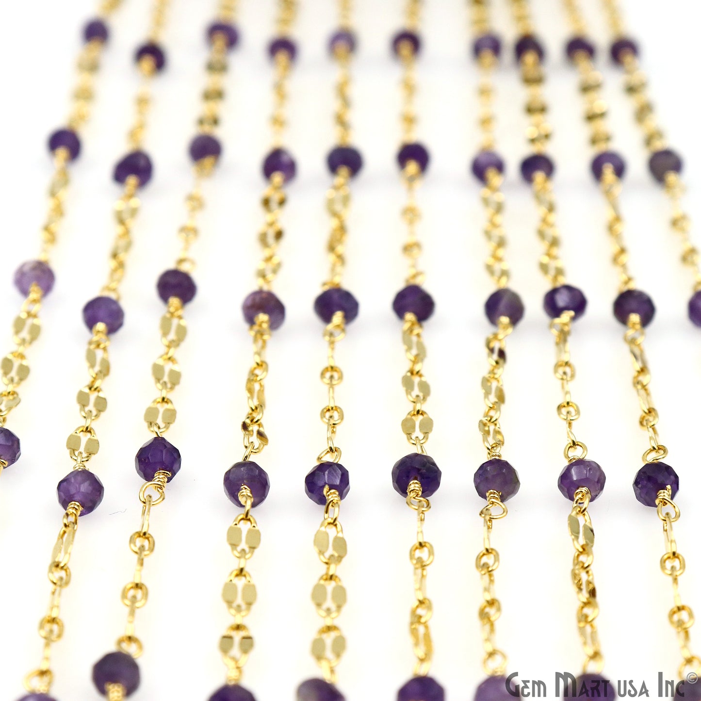 Amethyst Beads Gold Plated Finding Rosary Chain