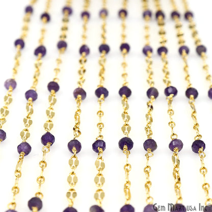 Amethyst Beads Gold Plated Finding Rosary Chain