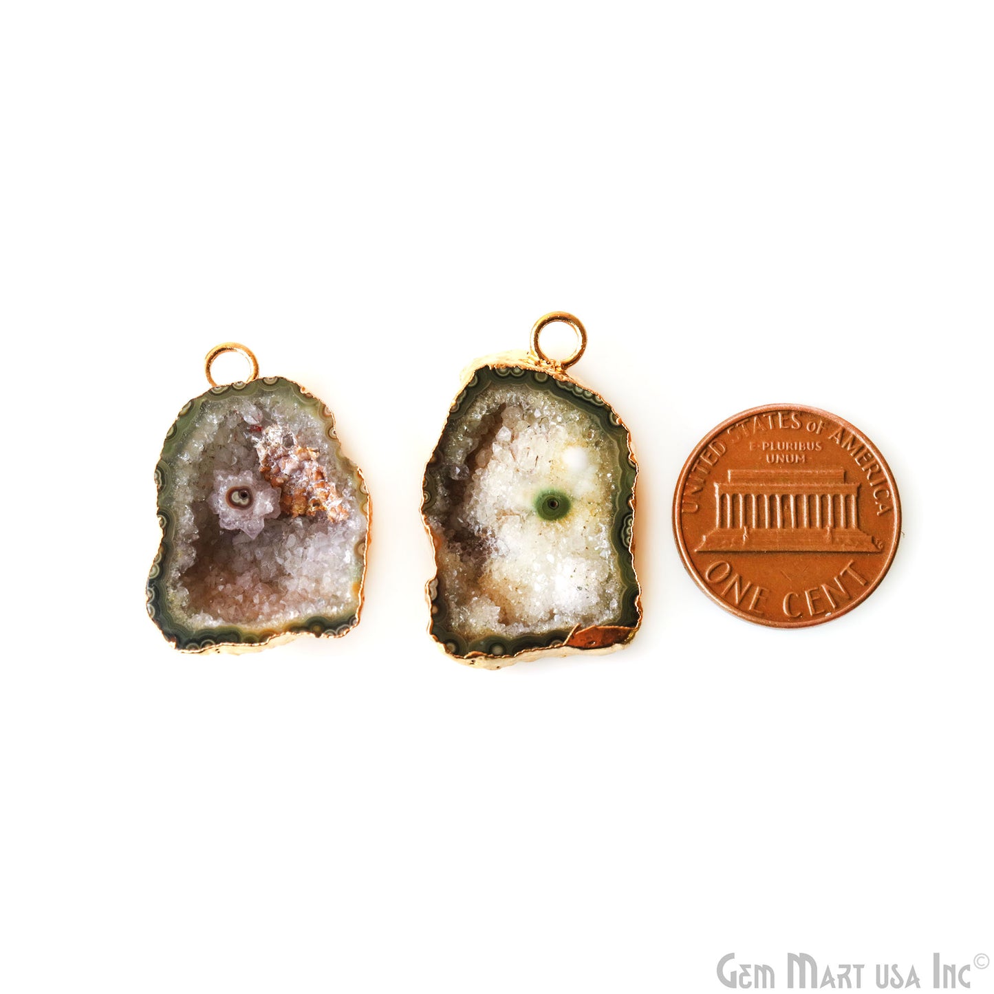 Geode Druzy 18x25mm Organic Gold Electroplated Single Bail Gemstone Earring Connector 1 Pair