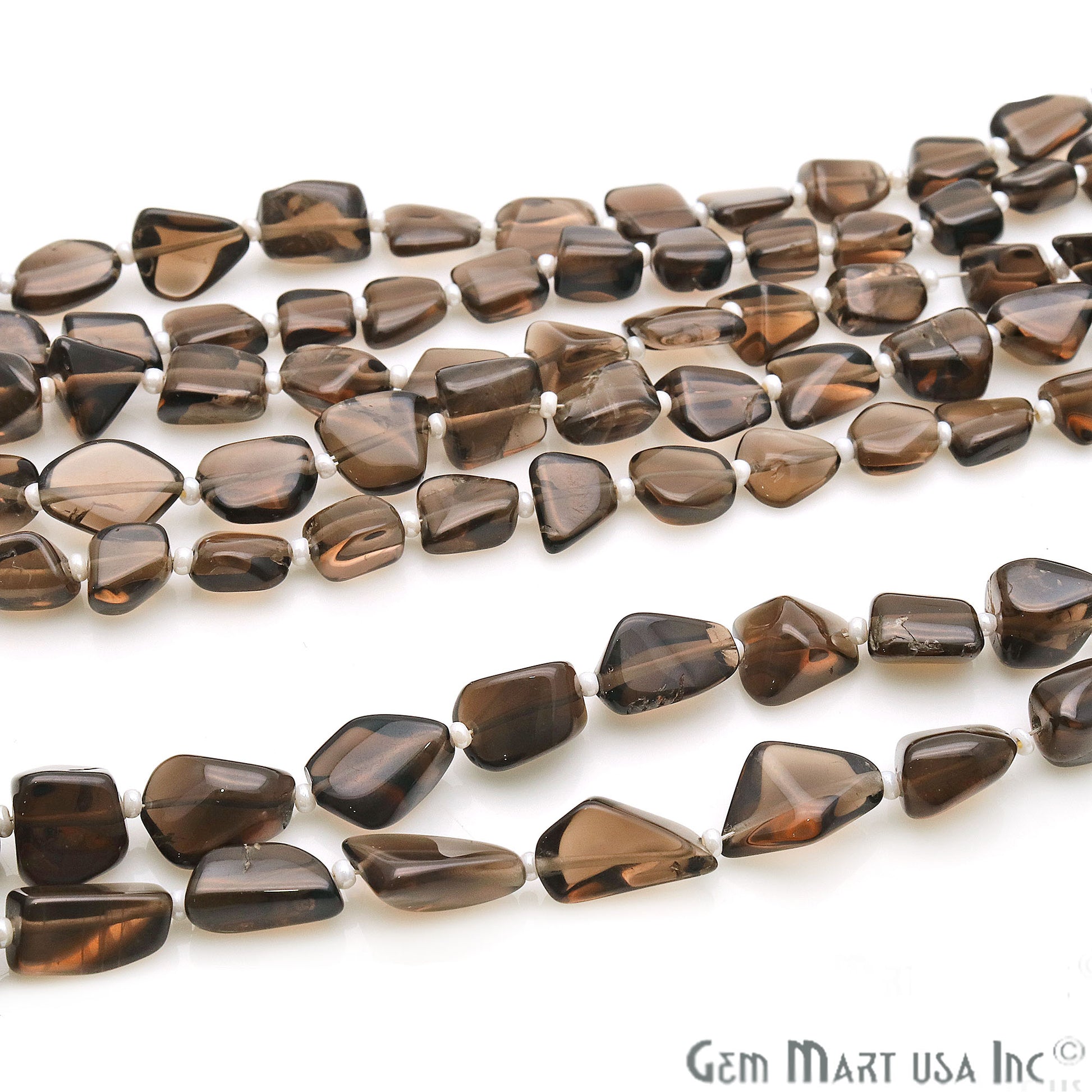 Smoky Topaz Free Form 9x7mm Tumble Beads Gemstone Strands - GemMartUSA