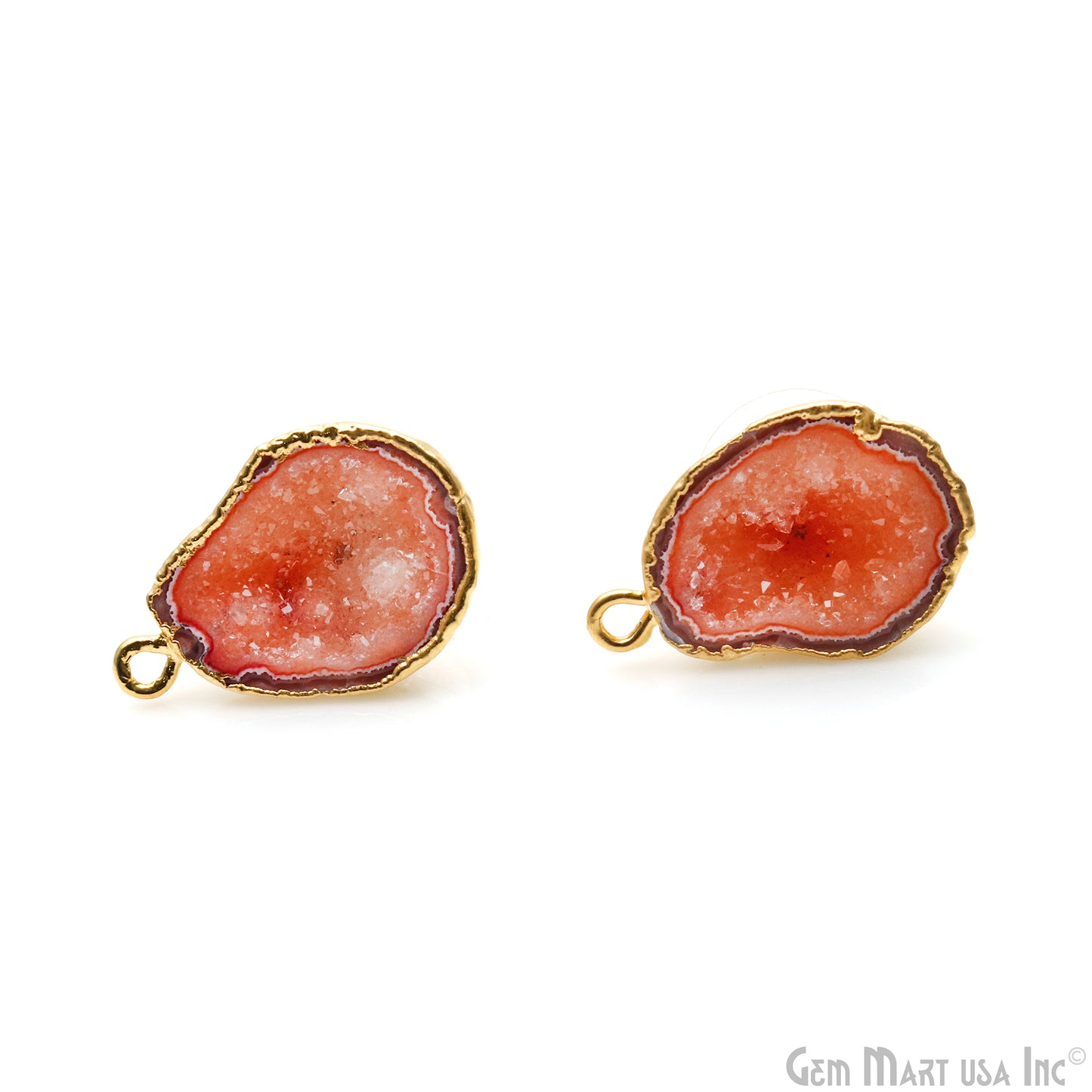 DIY Geode Druzy 21x14mm Gold Electroplated Loop Connector Studs Earrings