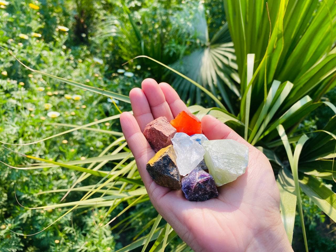 7 Chakra, 31X27MM Rough Multi Color Healing Crystal Stone Set, Natural Stone, Healing stone, Energy Stones