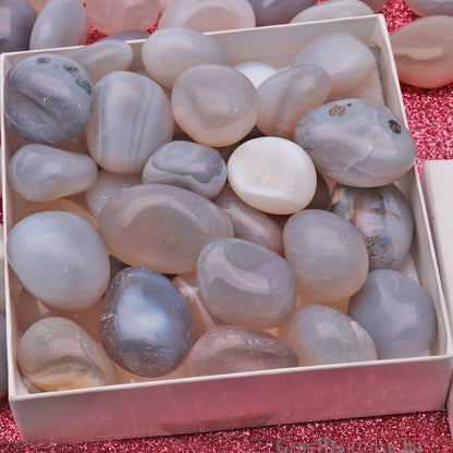 3.53oz Lot Gray Chalcedony Tumbled, Reiki Healing, Beach Stone, Wiccan Stone - GemMartUSA