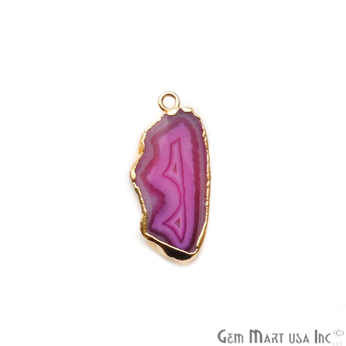 Agate Slice 13x29mm Organic Gold Electroplated Gemstone Earring Connector 1 Pair - GemMartUSA