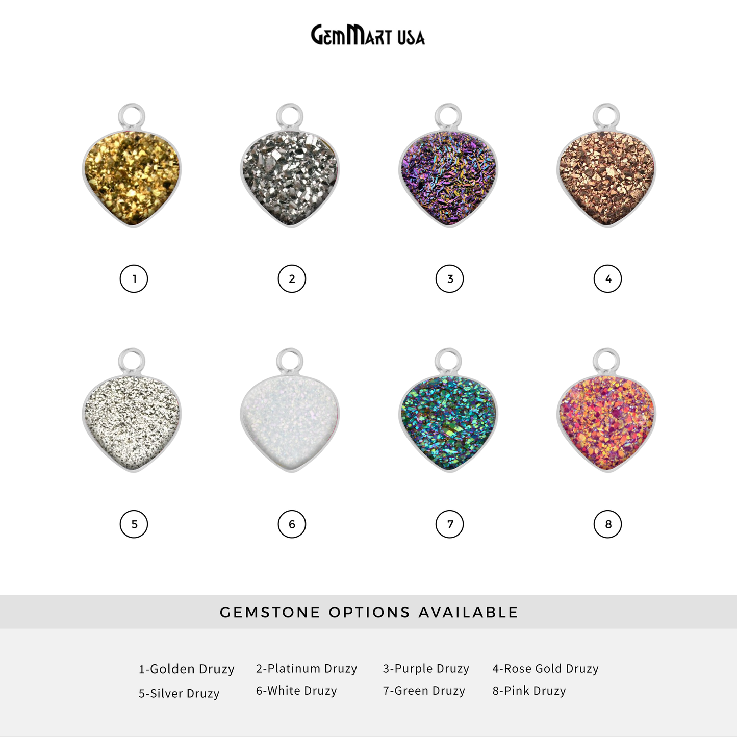 Natural Titanium Druzy 10mm Silver Single Bail Heart Bezel Connector