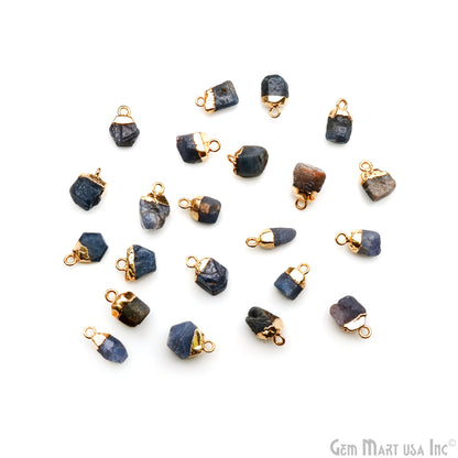 Sapphire 12x5mm Single Bail Gold Electroplated Gemstone Connector