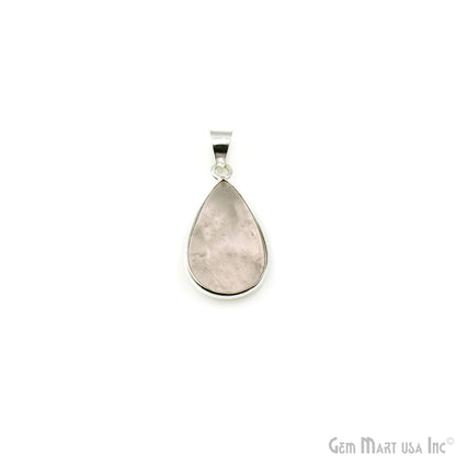 Rose Quartz Gemstone Pears 29x16mm Sterling Silver Necklace Pendant 1PC