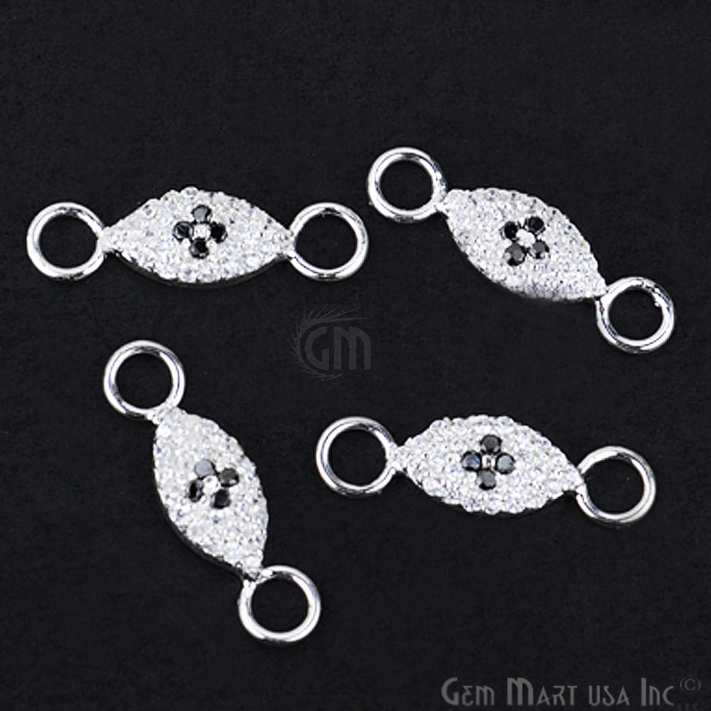 Cubic Zircon Pave 'Marquise' Silver Charm For Bracelet & Pendants - GemmartUSA