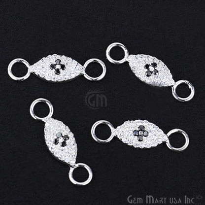 Cubic Zircon Pave 'Marquise' Silver Charm For Bracelet & Pendants - GemmartUSA