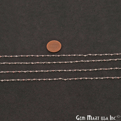 Strawberry Quartz 1mm Silver Wire Wrapped Beads Rosary Chains - GemMartUSA