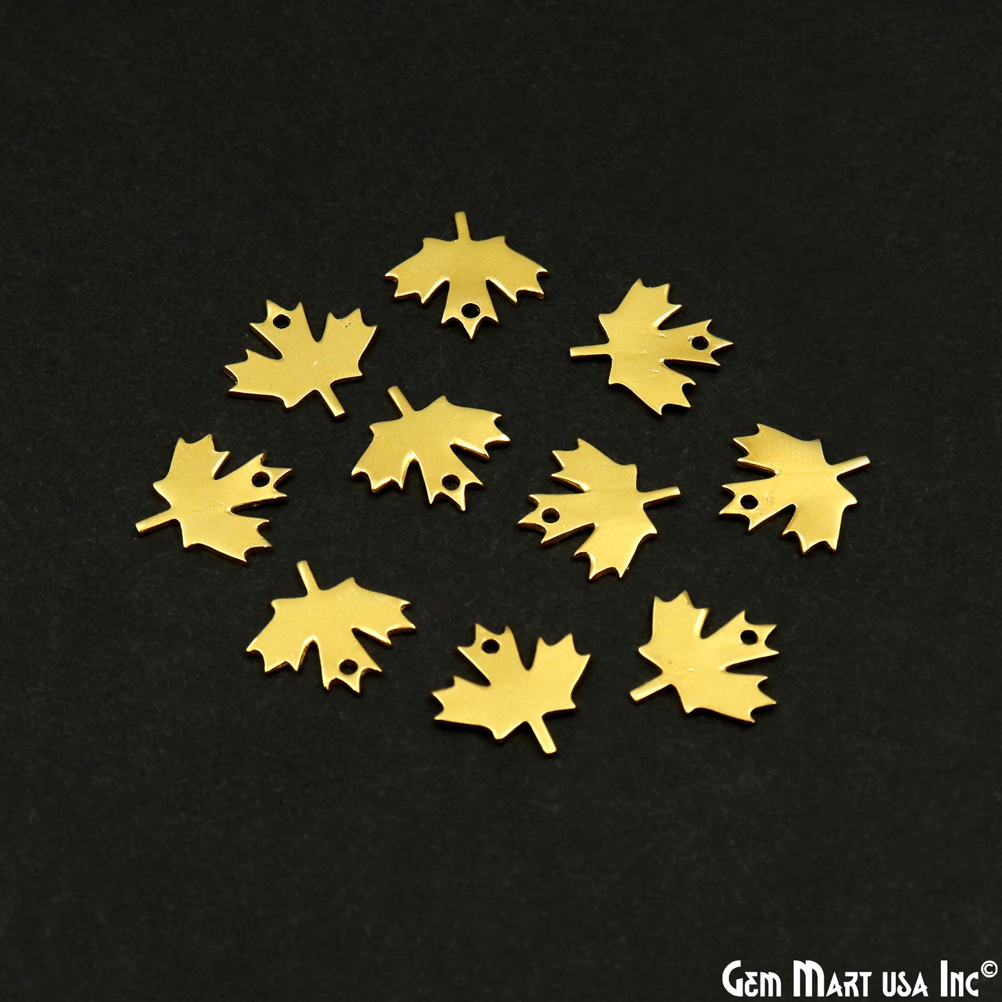 Maple Leaf Charm Laser Finding Gold Plated 15x14.8mm Charm For Bracelets & Pendants