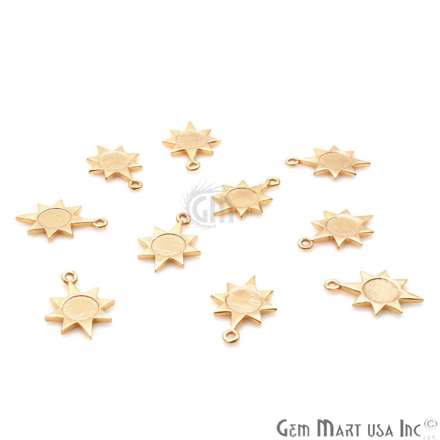 Sun Shape 17x12mm Gold Plated Finding Charm, DIY Jewelry - GemMartUSA