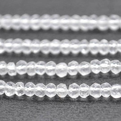 Crystal Rondelle Beads, Natural, Meditation Bracelet, Beaded Curtain, Mardi Gras, 3-4mm 13" Length (762699874351)