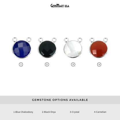 Round 12mm Cat Bail Silver Bezel Gemstone Connector