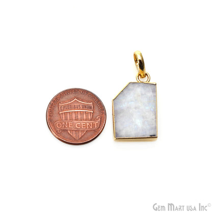 Rainbow Rough 15x22mm Gold Electroplated Connector Pendant