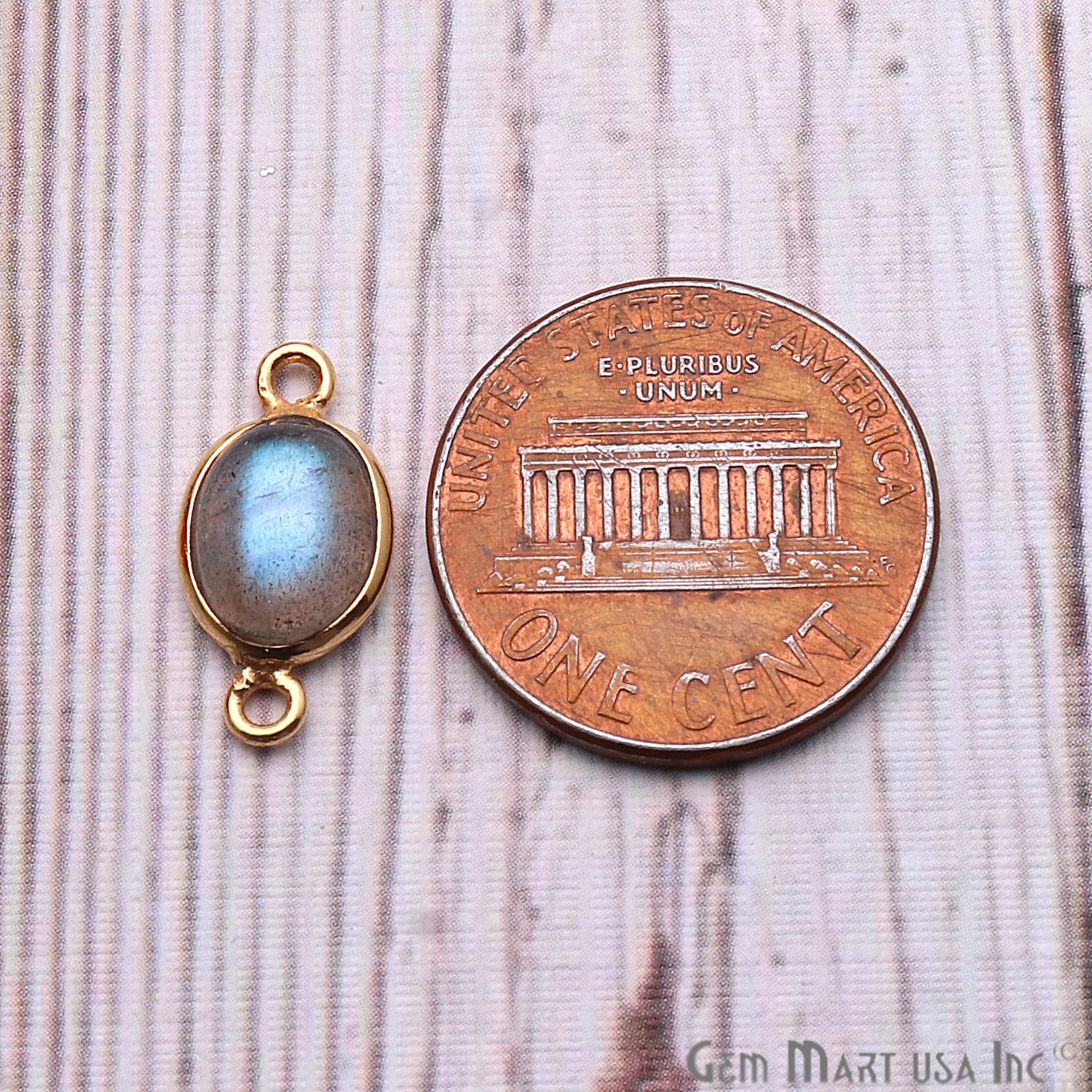 Labradorite Gemstone Cabochon 7x9mm Oval Shaped Connector (Pick Your Bail) - GemMartUSA