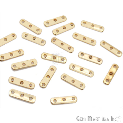 5pc Lot Gold Spacers Bar, 3 Hole Bar, Gold Plated Multi Strand Connector - GemMartUSA