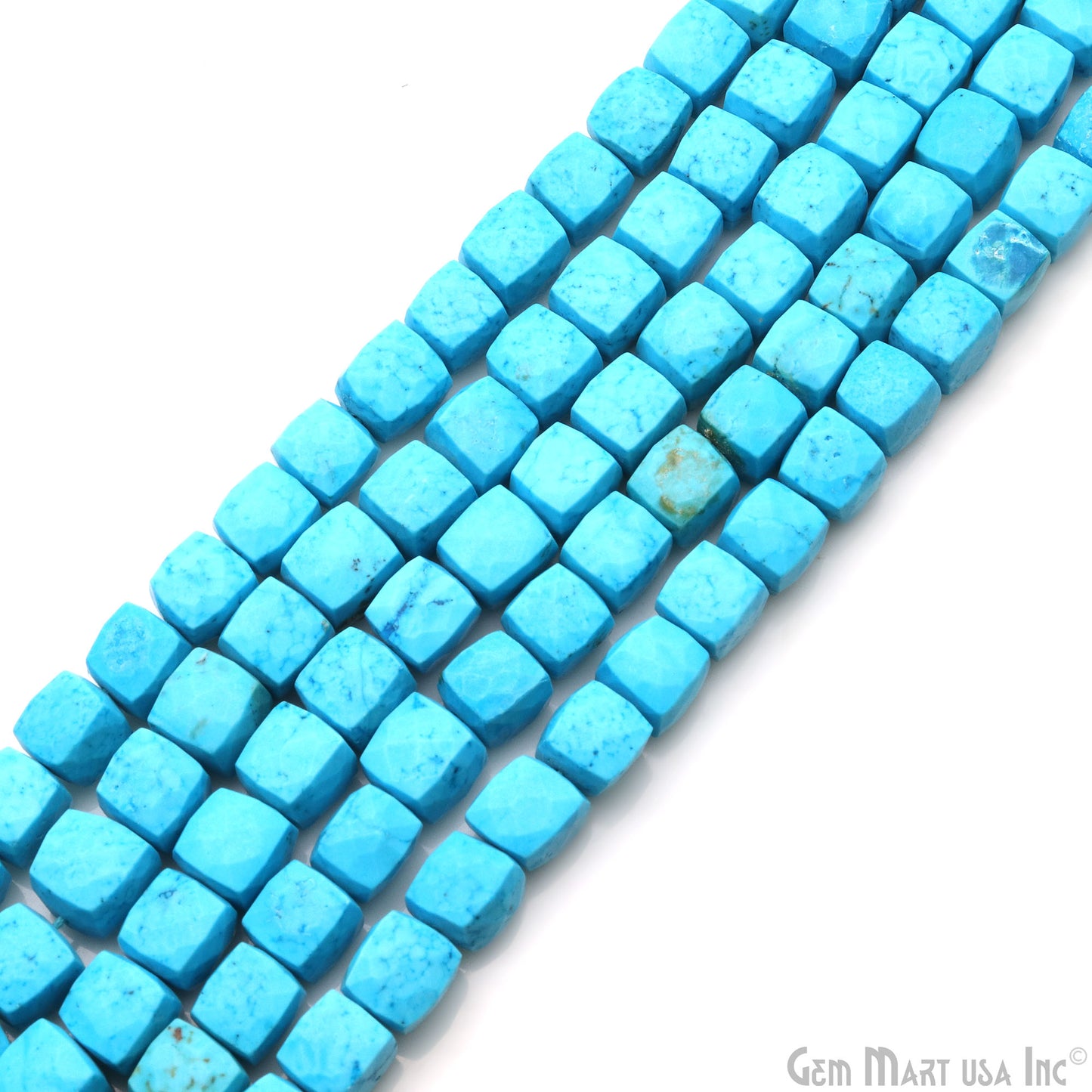 Turquoise Box Beads, 8 Inch Gemstone Strands, Drilled Strung Briolette Beads, Box Shape, 6-7mm