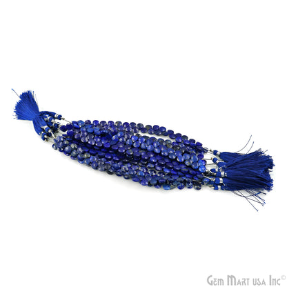 Lapis Heart Beads, 7 Inch Gemstone Strands, Drilled Strung Briolette Beads, Heart Shape, 7mm