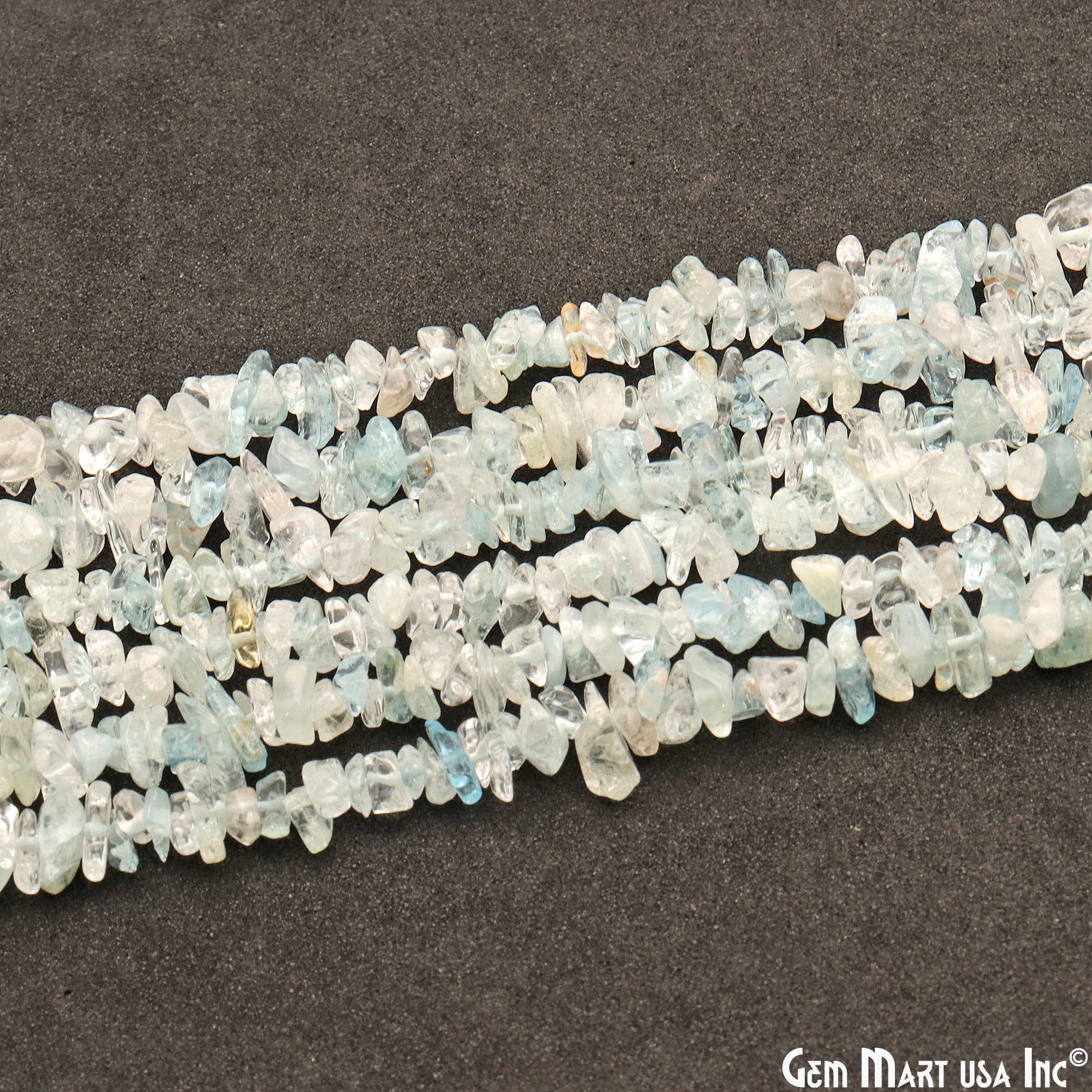 Natural Aquamarine Semi Precious Gemstone Chip Beads 34" Strand - GemMartUSA