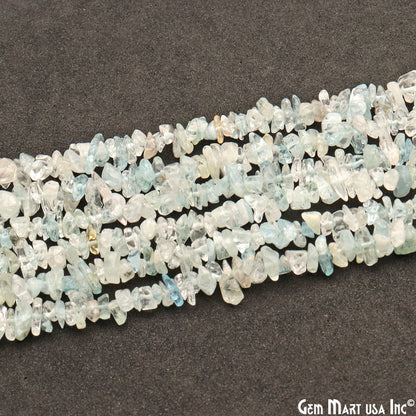 Natural Aquamarine Semi Precious Gemstone Chip Beads 34" Strand - GemMartUSA