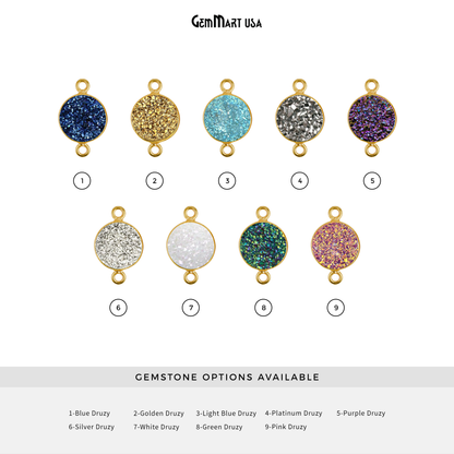 Titanium Druzy 10mm Round Double Bail Gold Bezel Connector