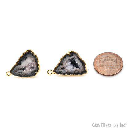 DIY Geode Druzy 26x18mm Gold Electroplated Loop Connector Studs Earrings