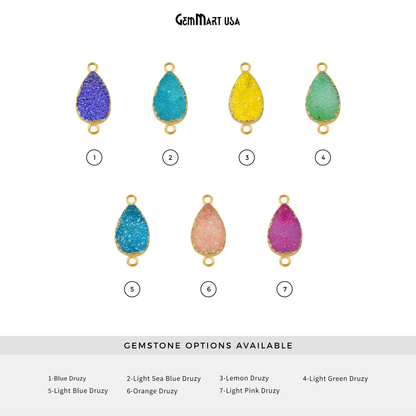 Druzy Gold Electroplated 8x12mm Pears Double Bail Gemstone Connector